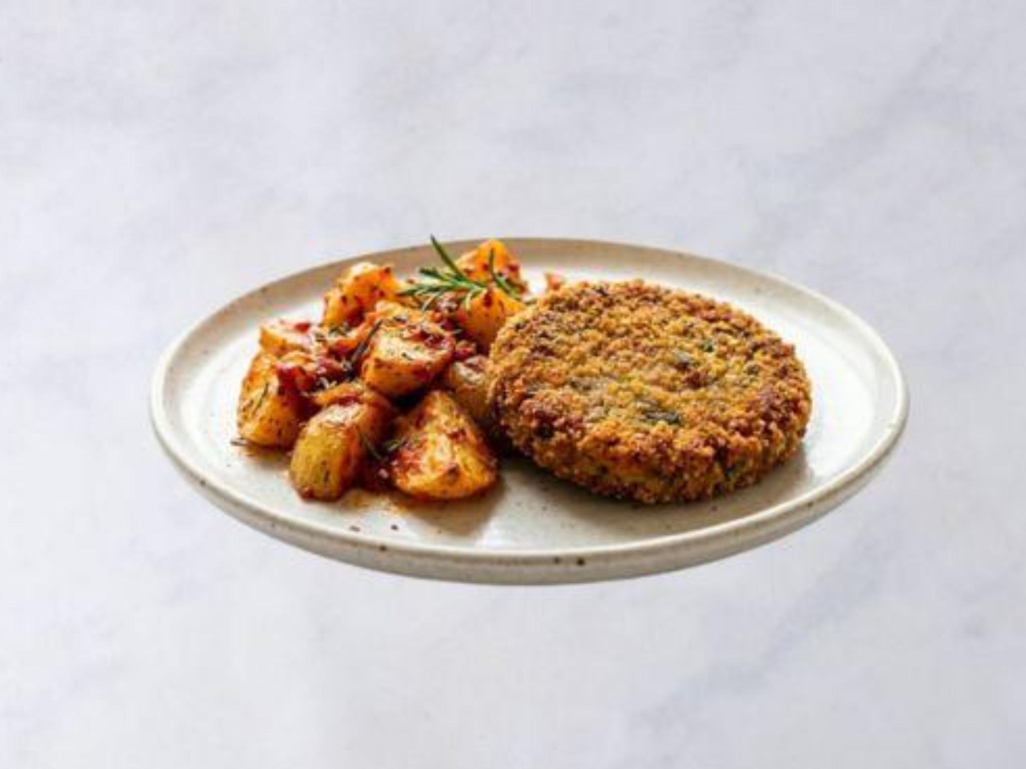Cotoletta vegetale con patate alla diavola