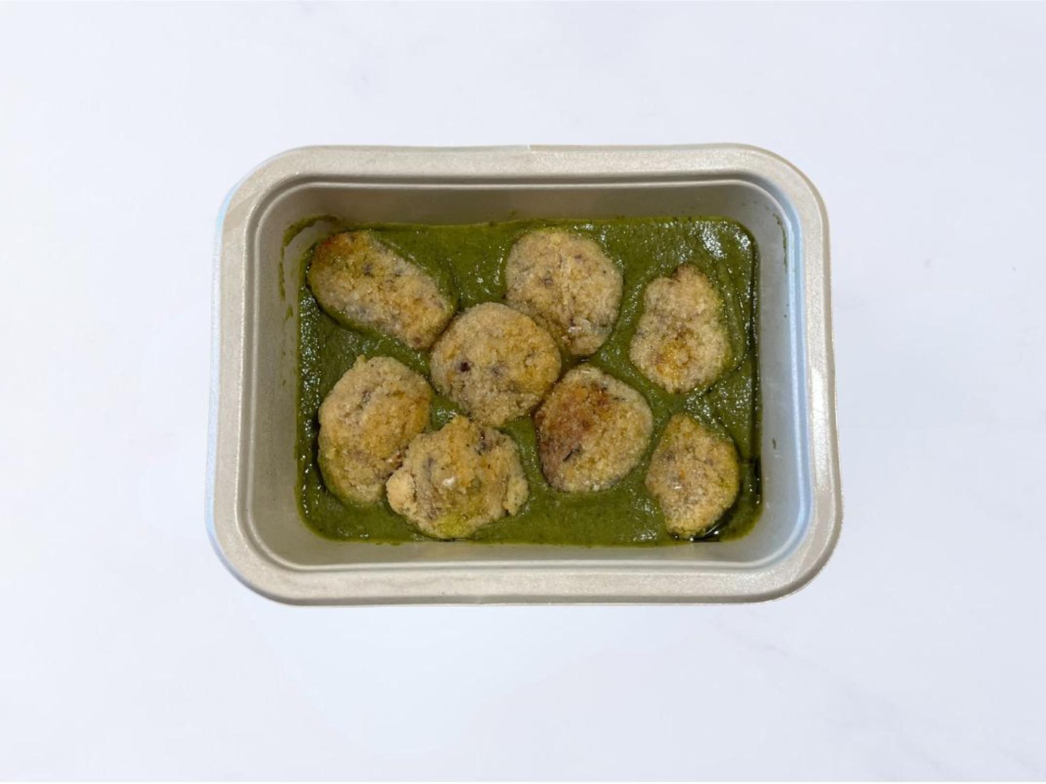 Polpettine di merluzzo con crema di basilico e patate