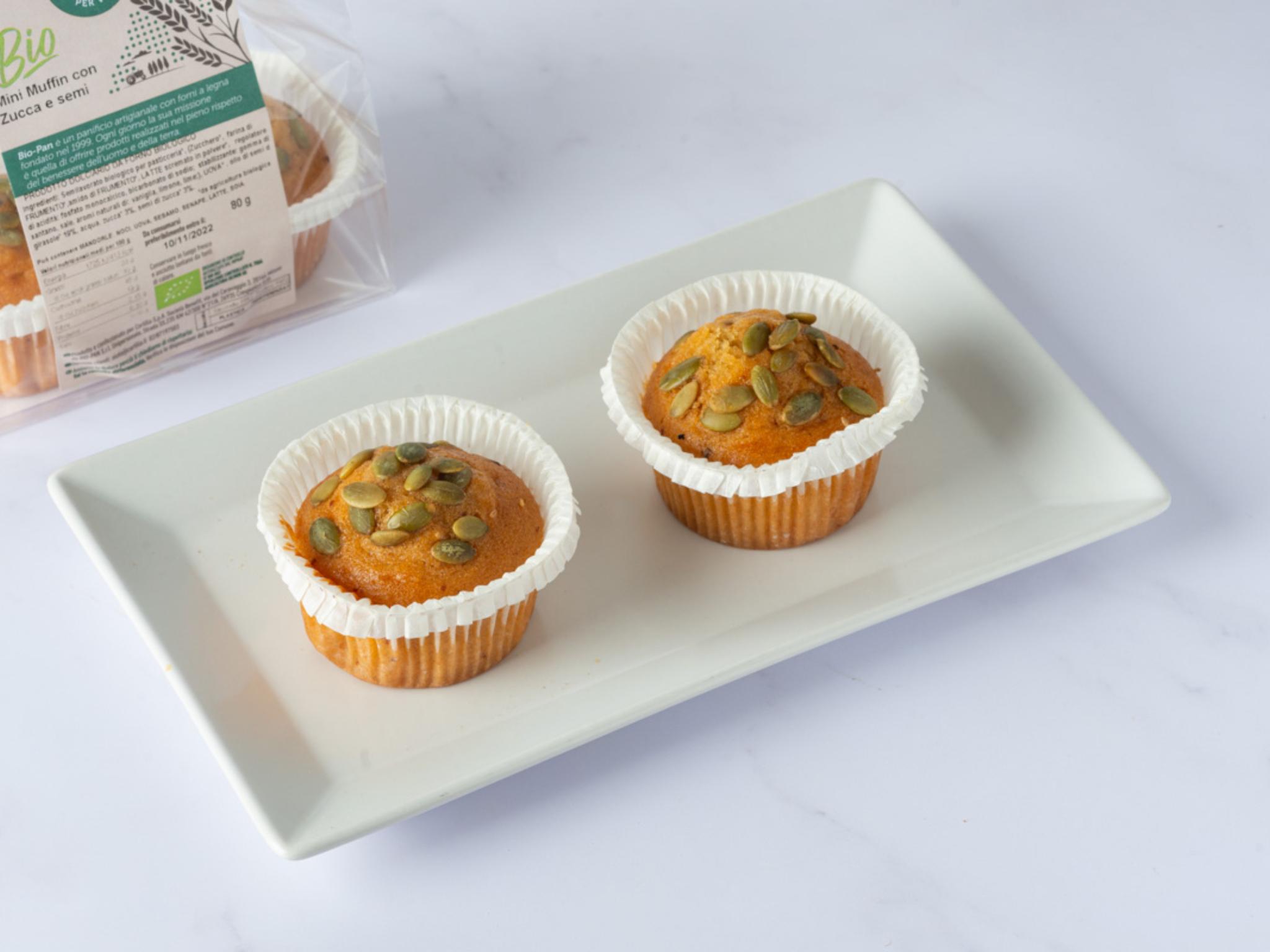 2 Mini muffin alla zucca con semi di zucca BIO