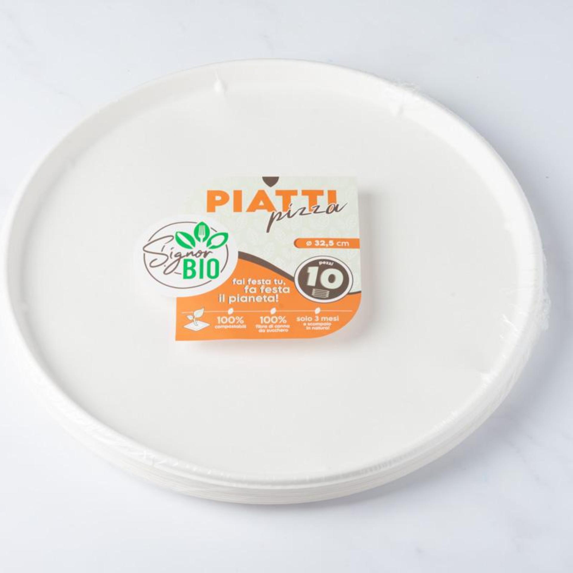 10 piatti pizza compostabili e biodegradabili