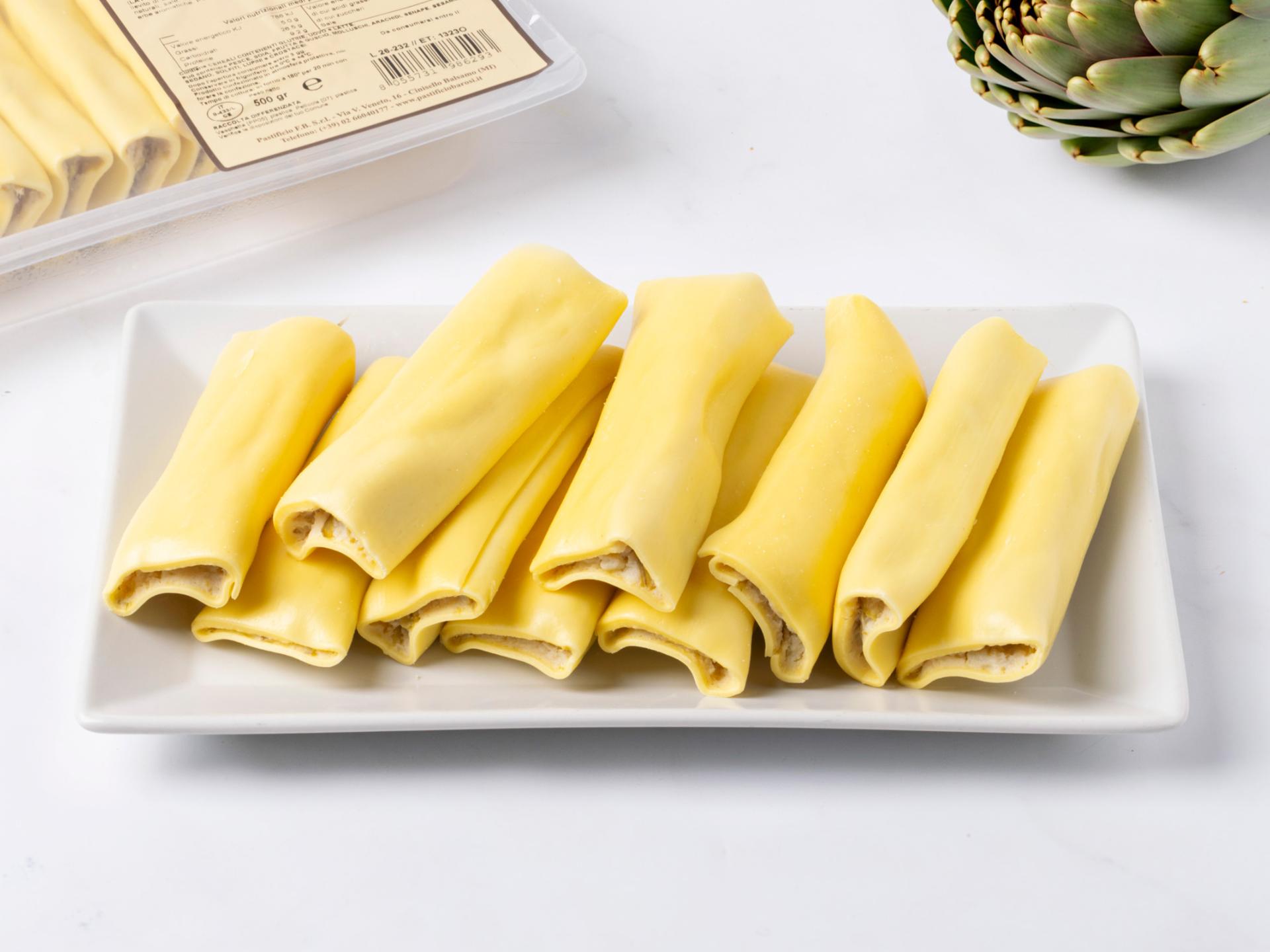 Cannelloni con ricotta fresca e carciofi