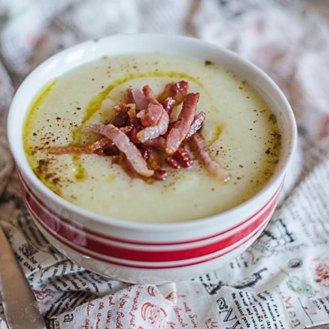 Crema di crauti e patate con speck