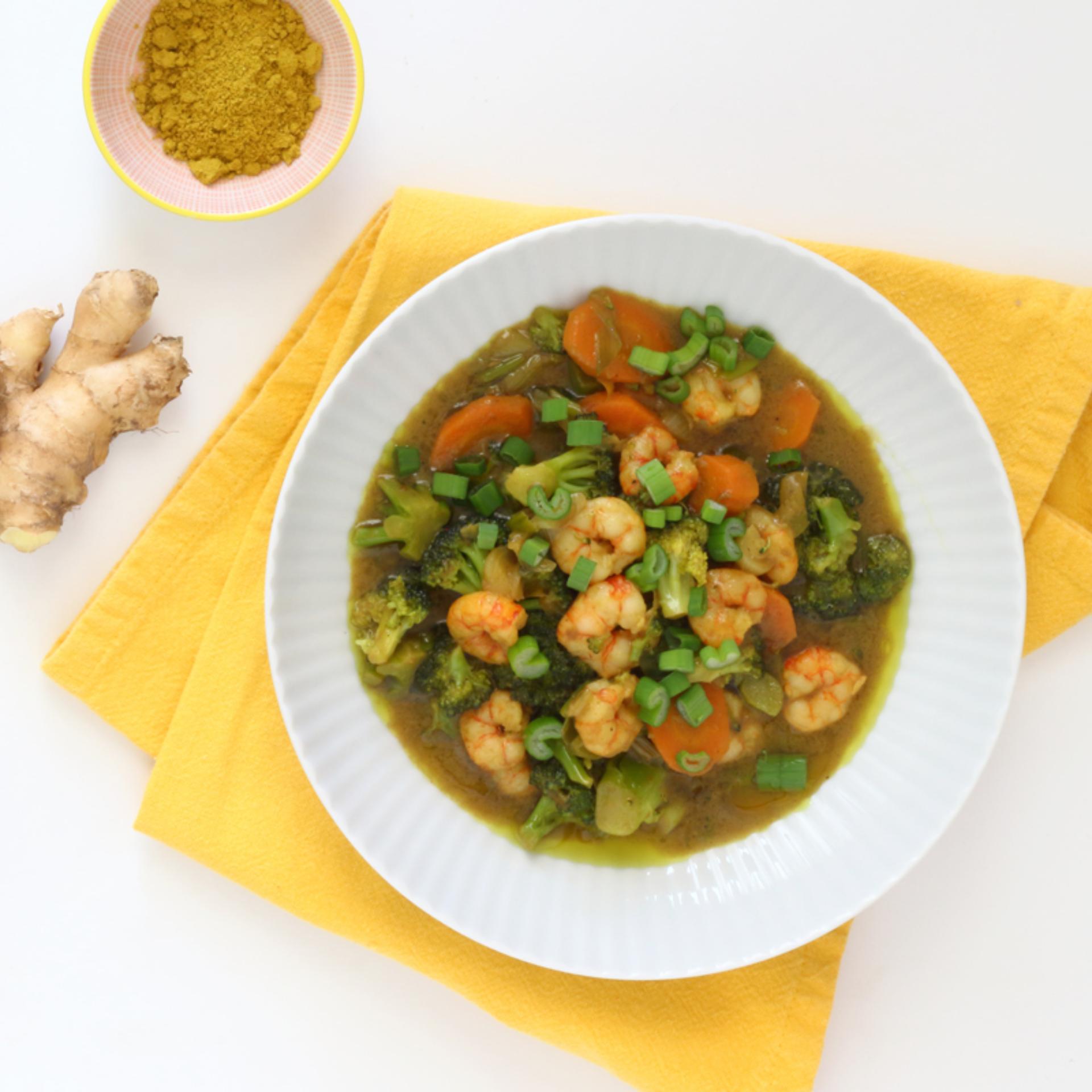 Curry Thai verde con gamberi