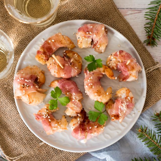 Gamberi in pancetta