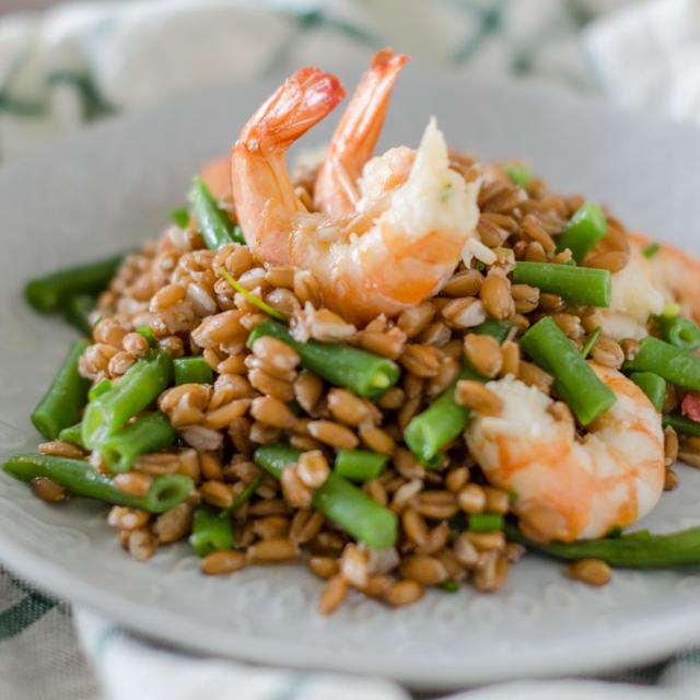 Insalata di farro e gamberi