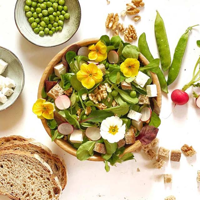 Insalata primaverile con fiori