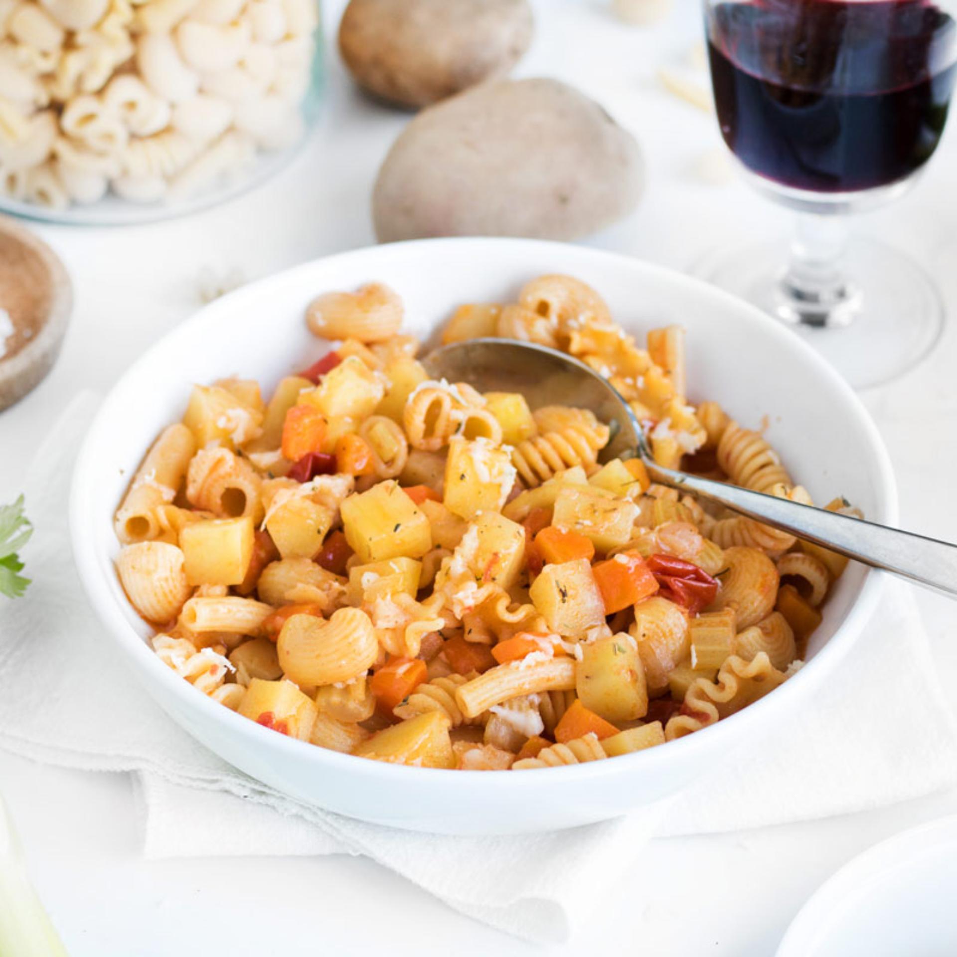 Pasta mista, patate e provola