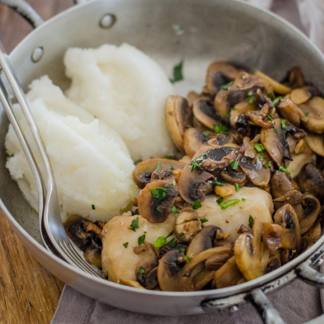 Pesce con funghi e polenta