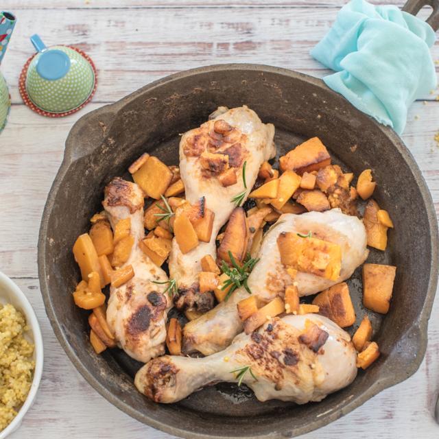 Pollo con zucca e miglio