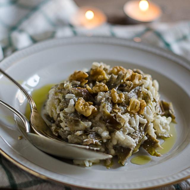 Risotto ai carciofi e noci