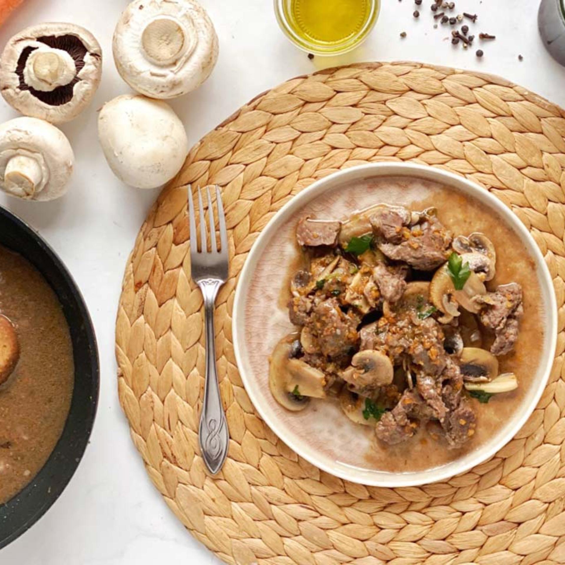 Spezzatino di Fassona ai funghi Champignon