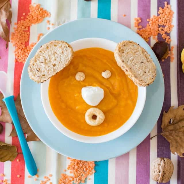 Vellutata di lenticchie rosse, zucca e patate